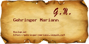 Gehringer Mariann névjegykártya